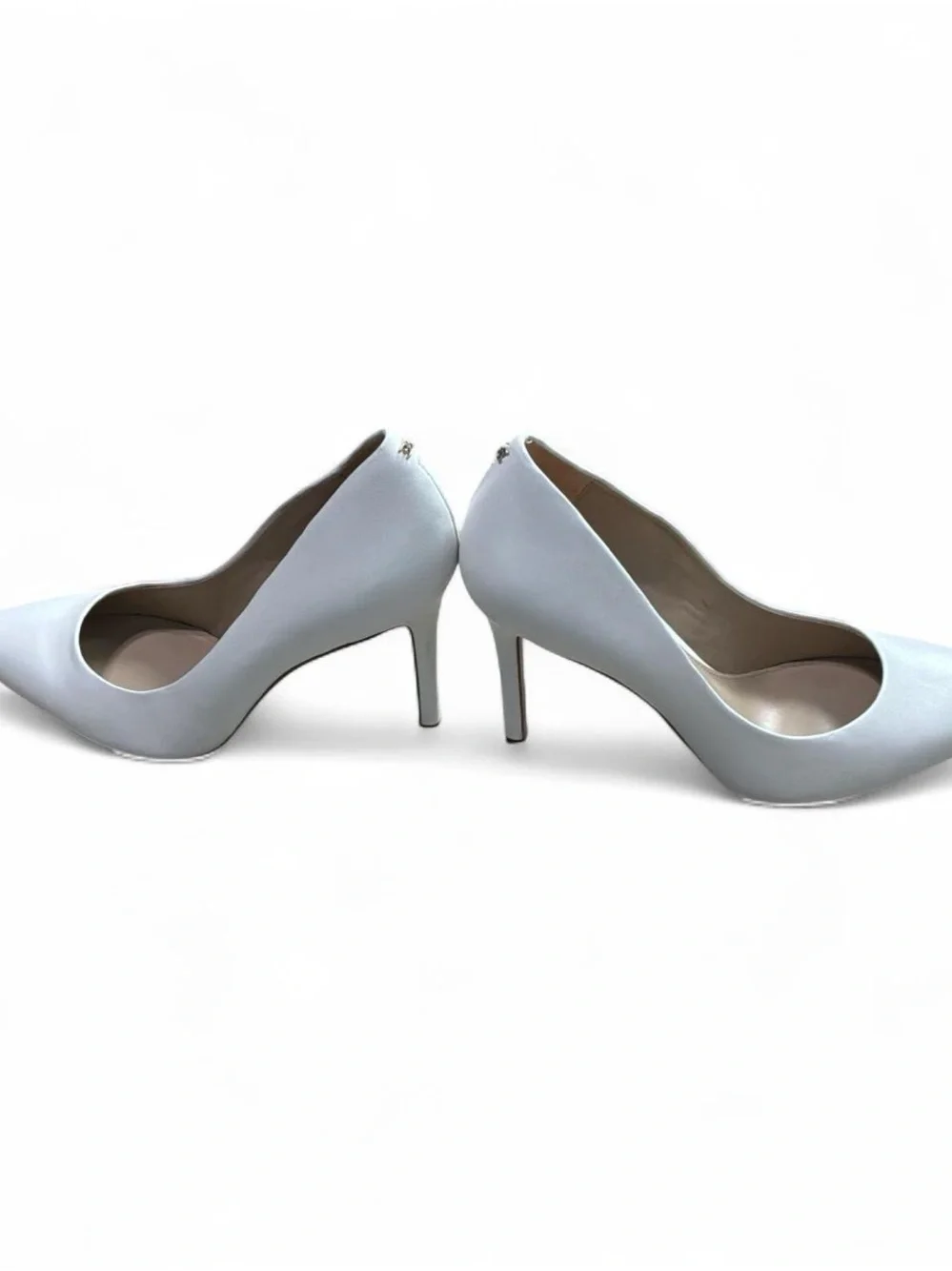 Sam Edelman White Pointed-Toe Satin Pumps